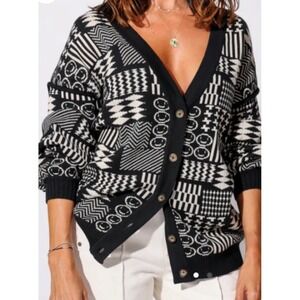 NEW Cleobella Feliz Organic Cotton Cardigan Sweater Size XS Navy Cream